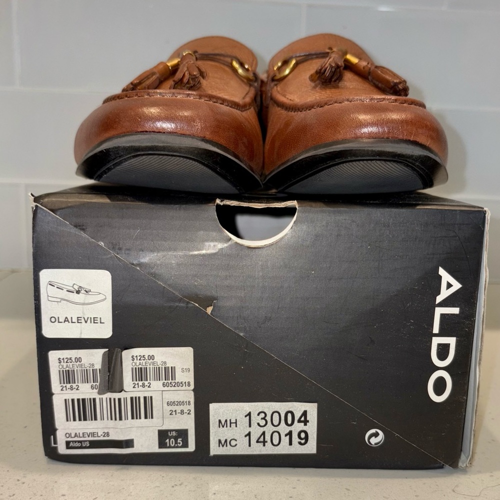 ALDO MENS SLIP ON DRESS LOAFER OLALEVIEL 10.5 US COGNAC - Picture 4 of 8